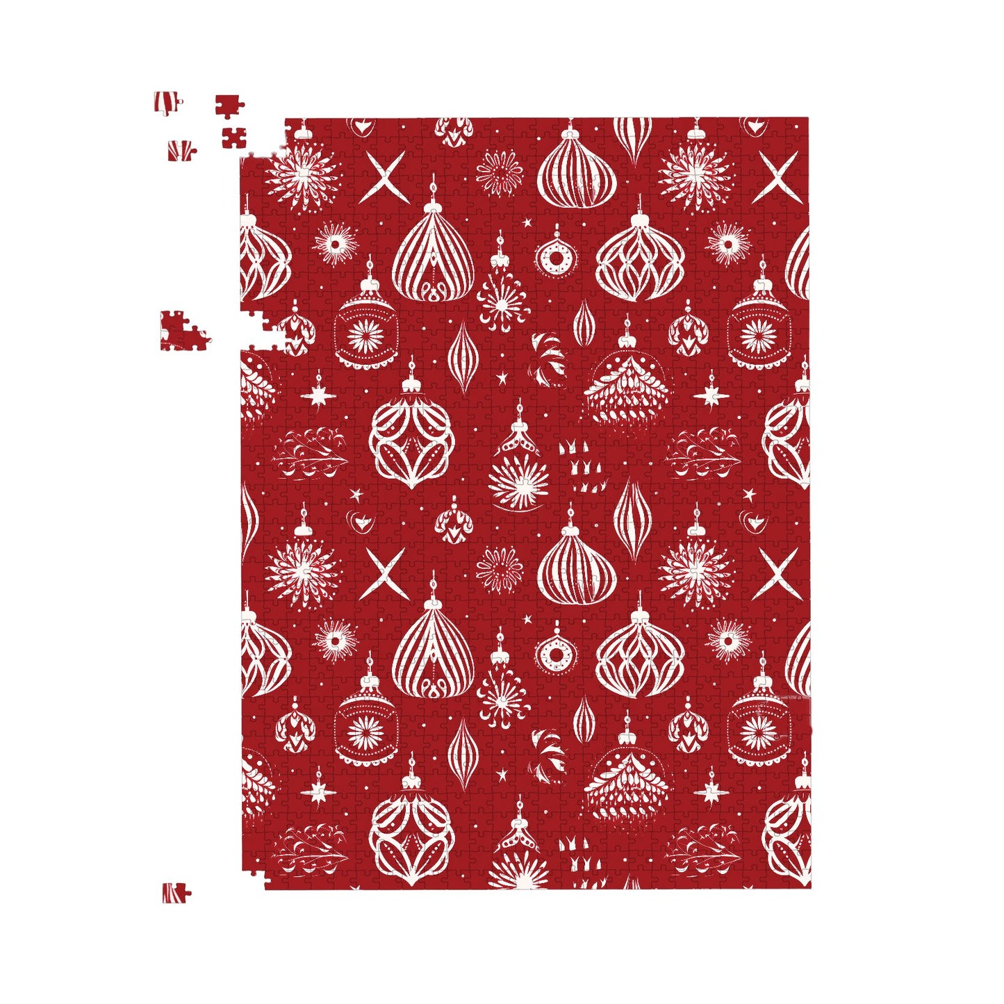 Red Christmas Decorations Pattern Jigsaw Puzzle