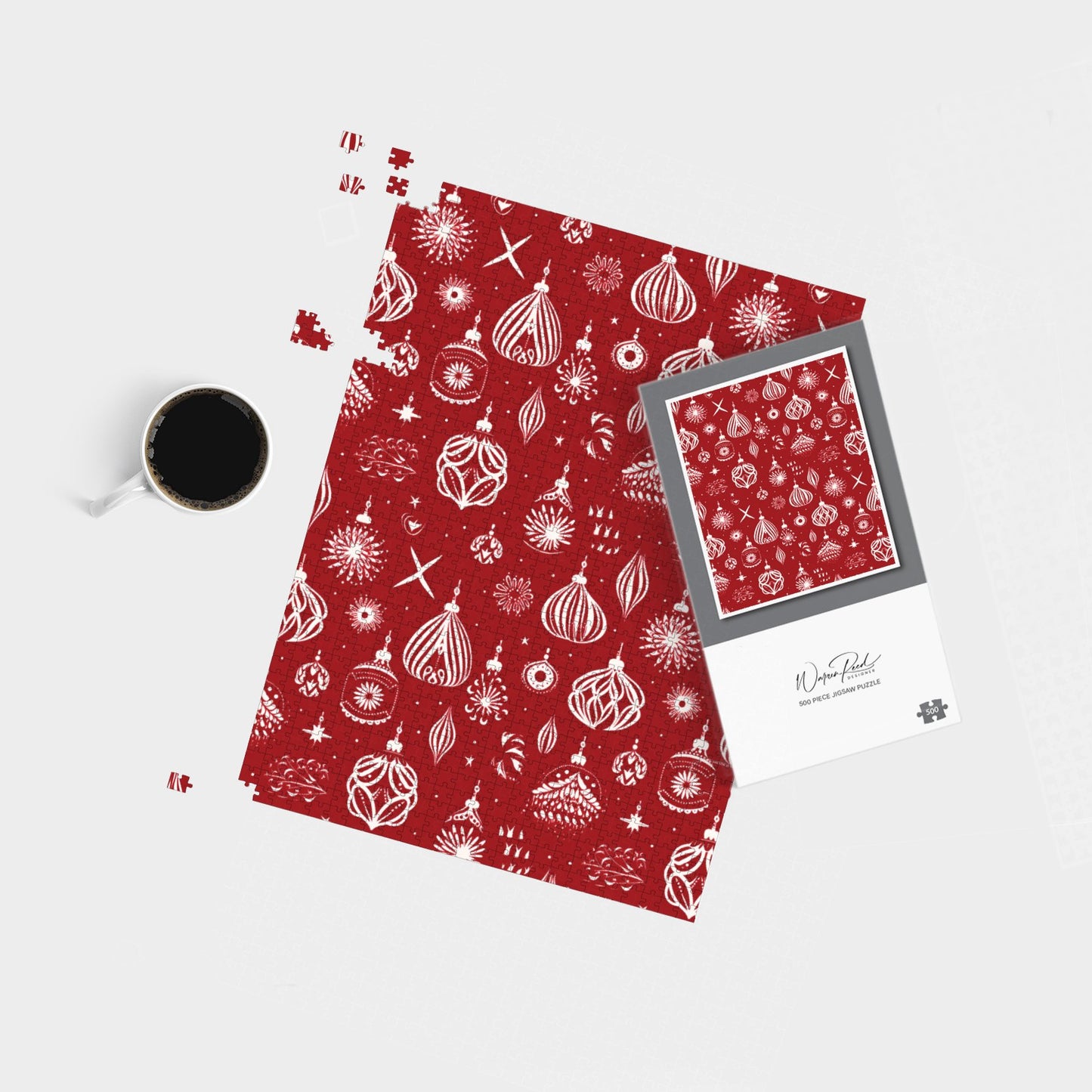 Red Christmas Decorations Pattern Jigsaw Puzzle