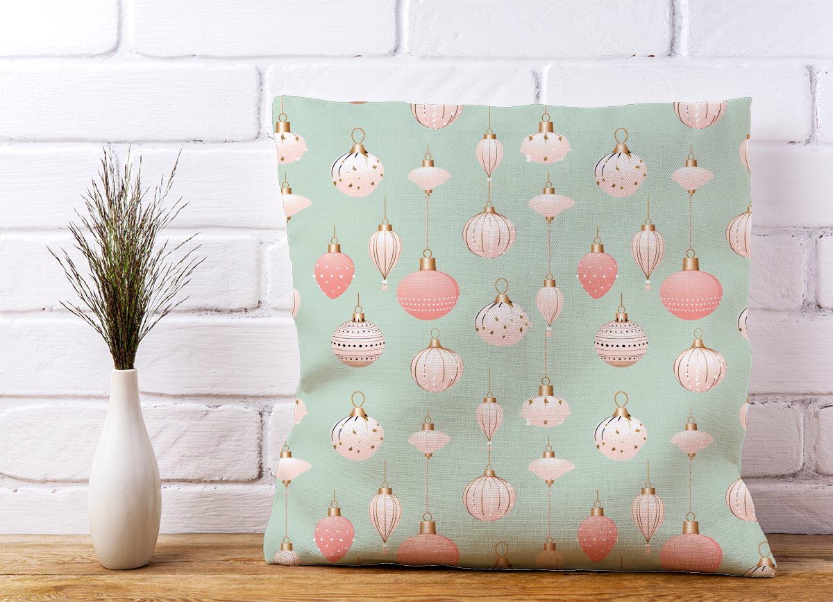 Christmas Decorations Pink And Green Cushions
