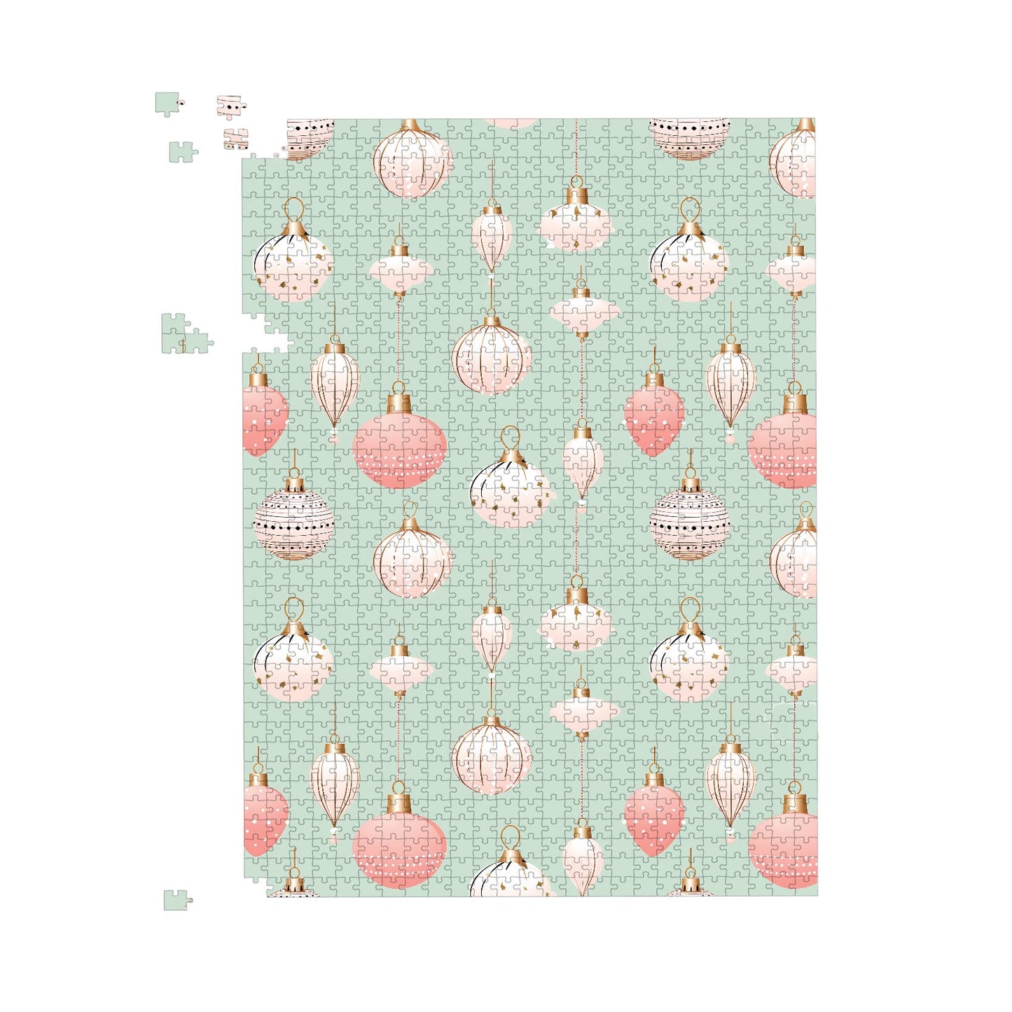 Christmas Decorations Pink And Green Jigsaw Puzzle