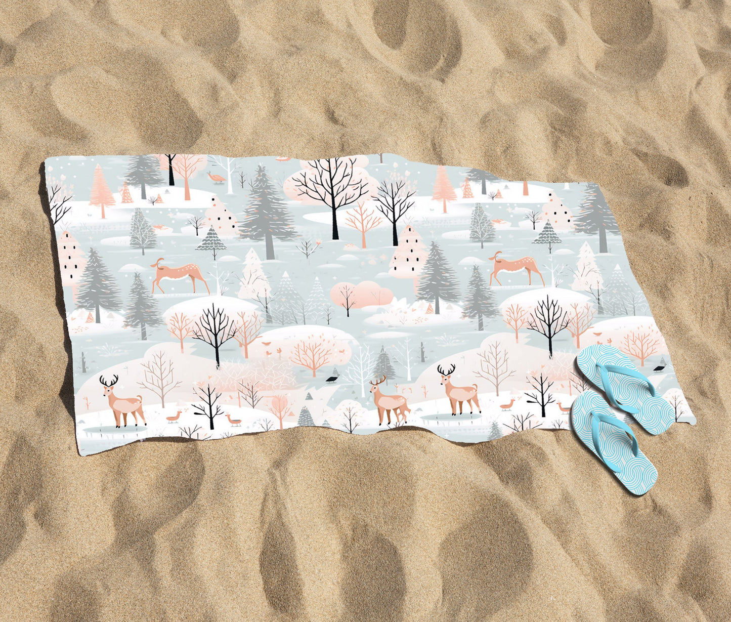 Whimsical Christmas Winter Wonderland Beach Towel