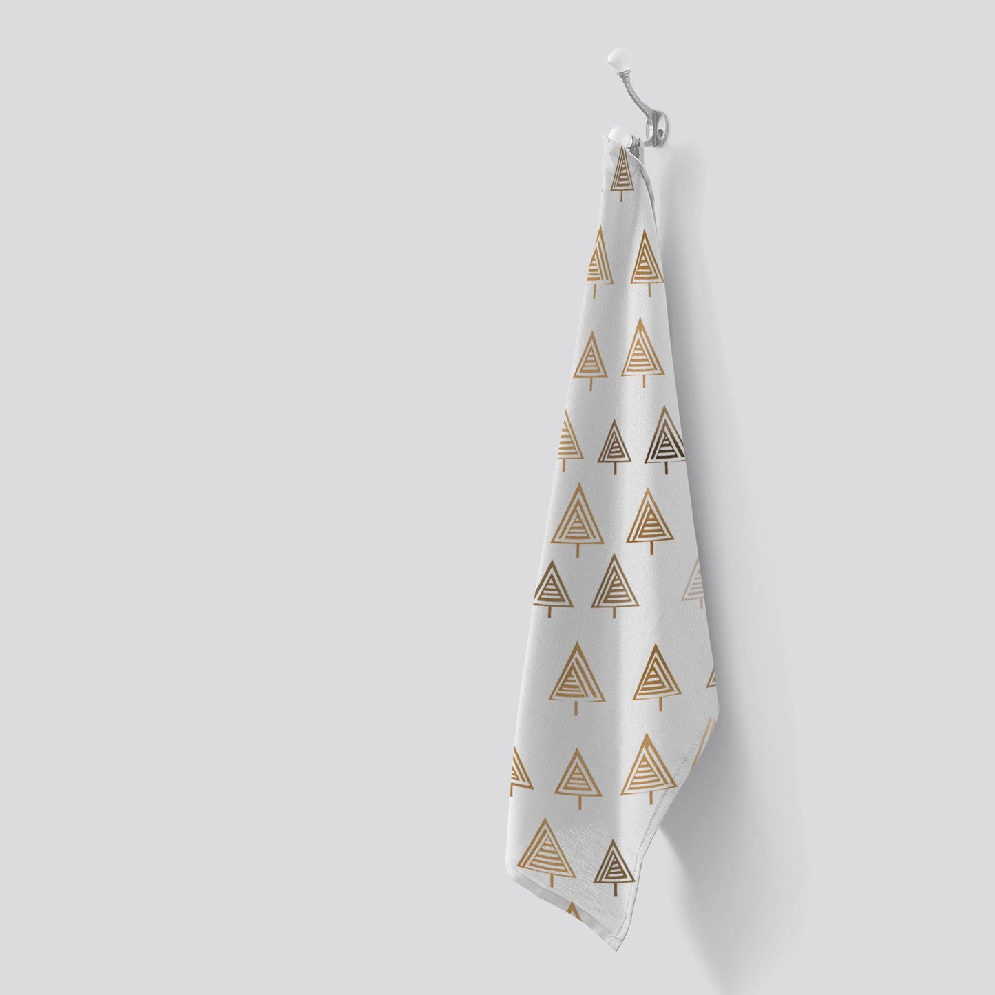 Geometric Christmas Tree Pattern Tea Towel