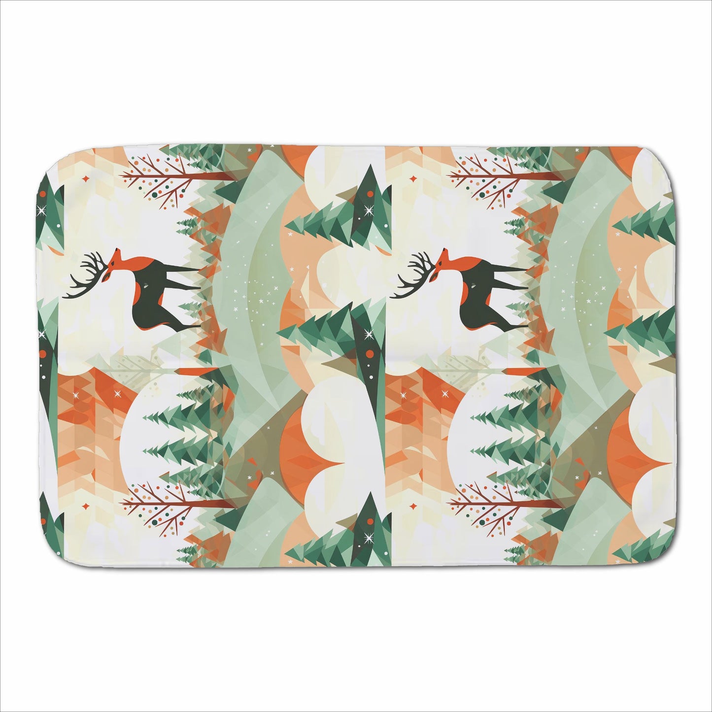Reindeer On A Snowy Landscape Pattern Sherpa Blanket