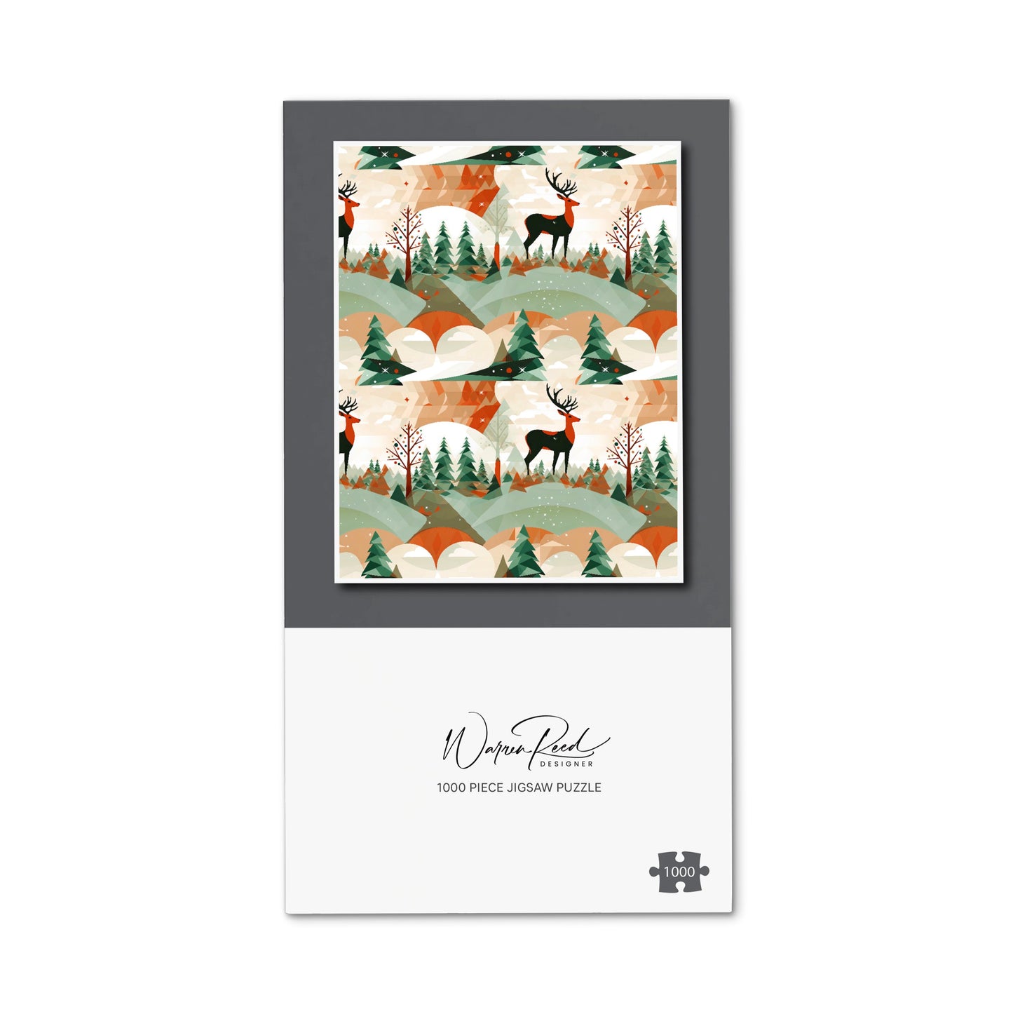 Reindeer On A Snowy Landscape Pattern Jigsaw Puzzle