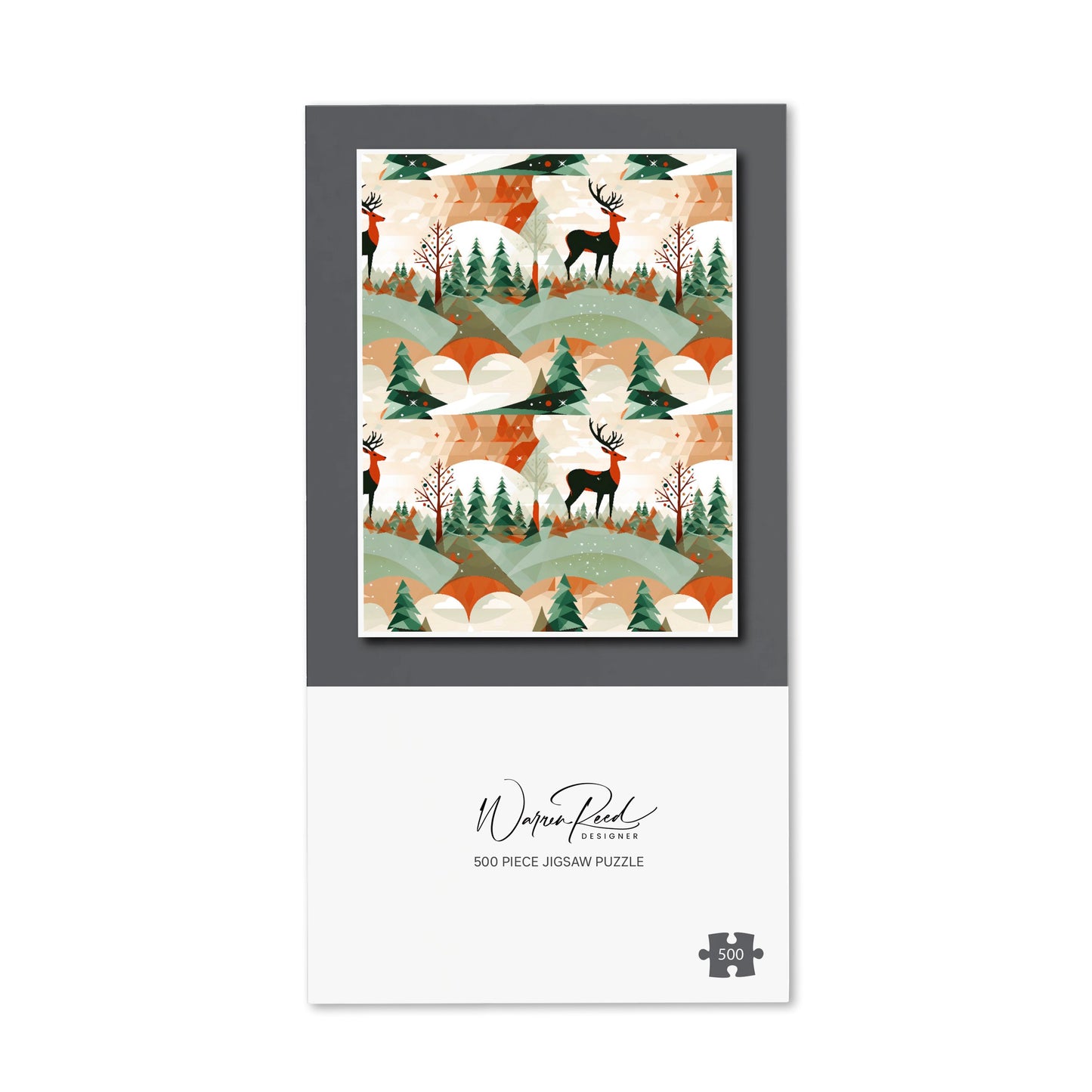 Reindeer On A Snowy Landscape Pattern Jigsaw Puzzle