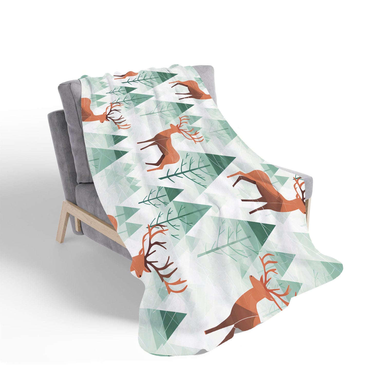 Reindeer On A Snowy Landscape Sherpa Blanket