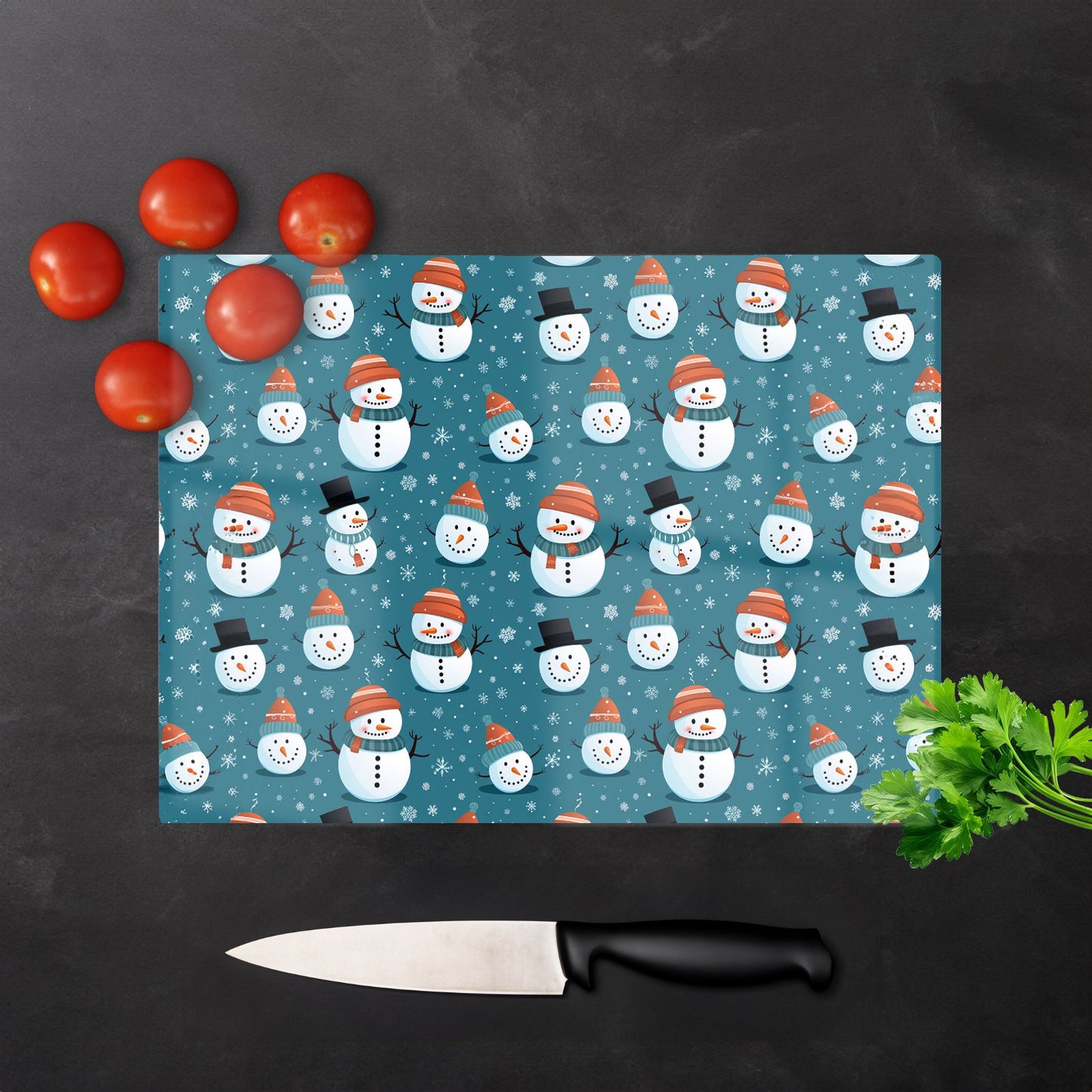 Jolly Christmas Snowmen Glass Chopping Board