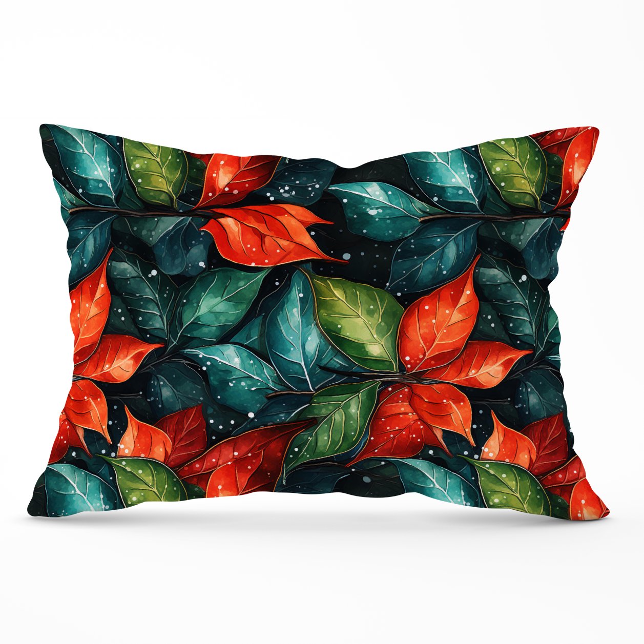 Christmas Watercolour Holly Leaf Cushions