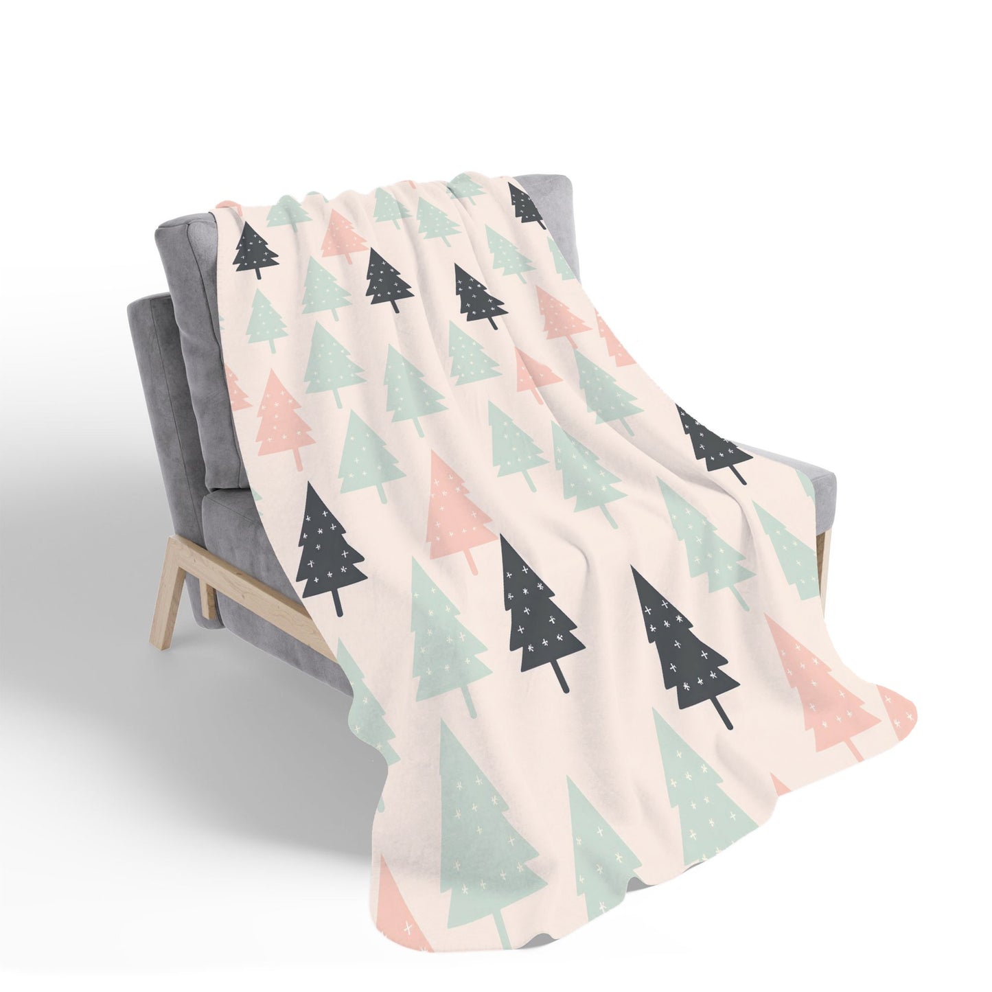 Christmas Tree Silhouette Pattern Sherpa Blanket