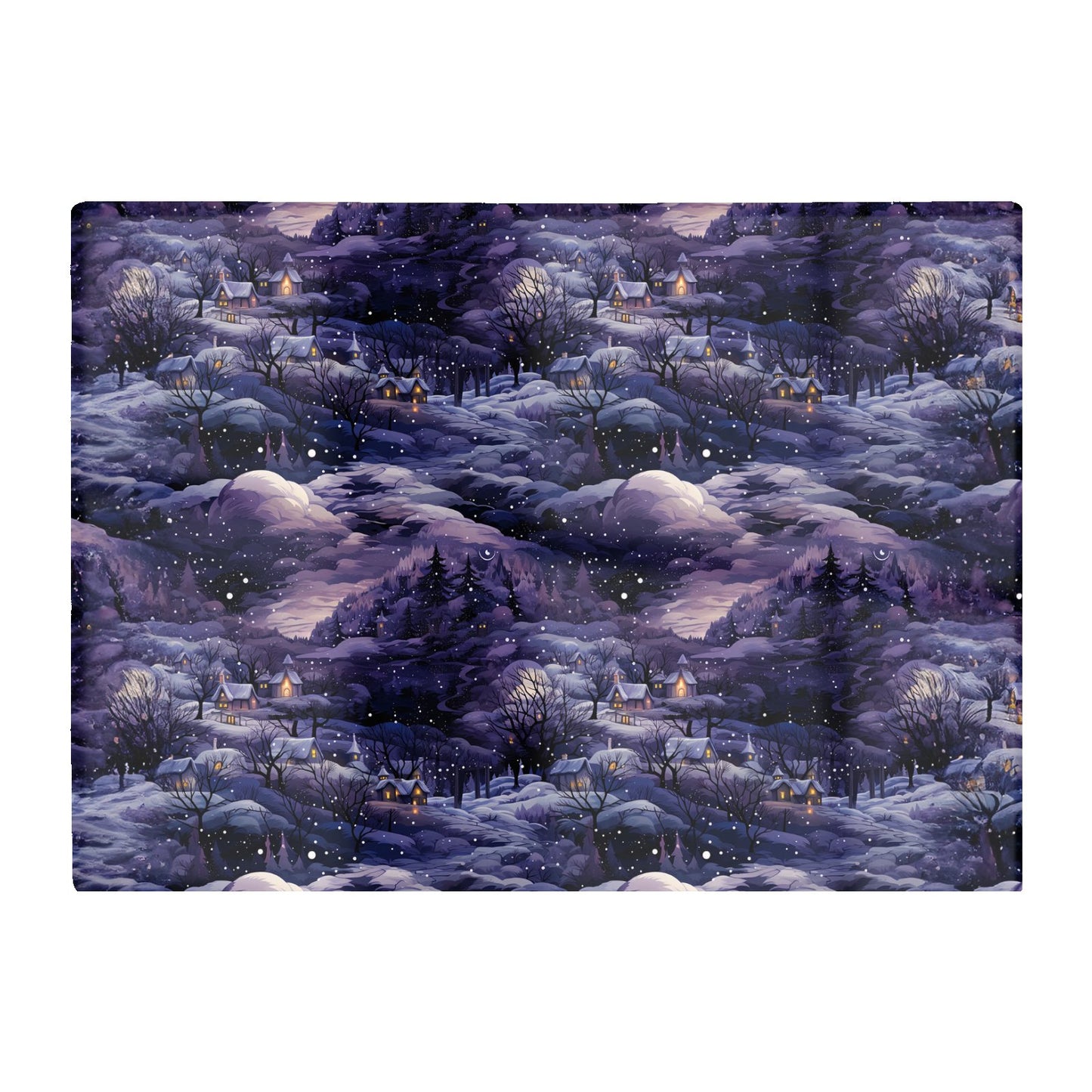 Snowy Christmas Village On A Starry Night Glass Chopping Board