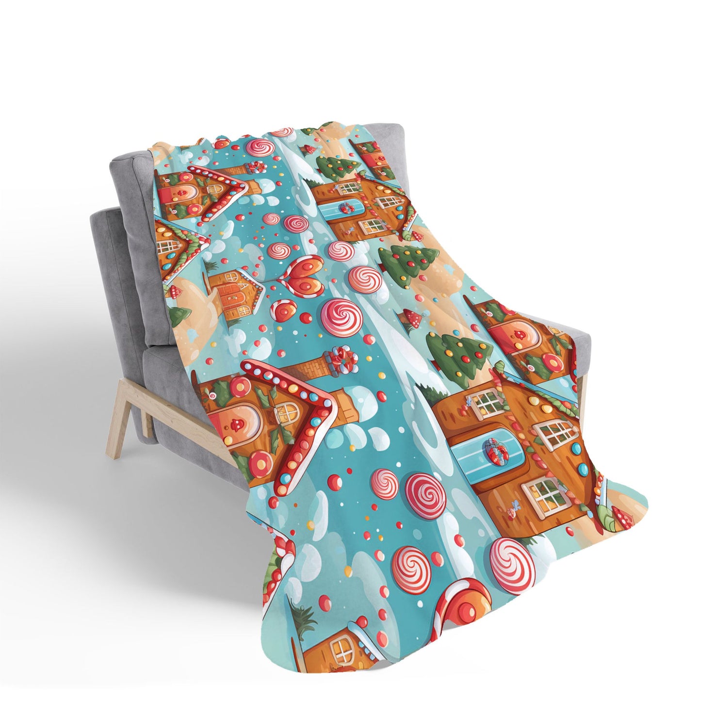 Christmas Gingerbread House Sherpa Blanket