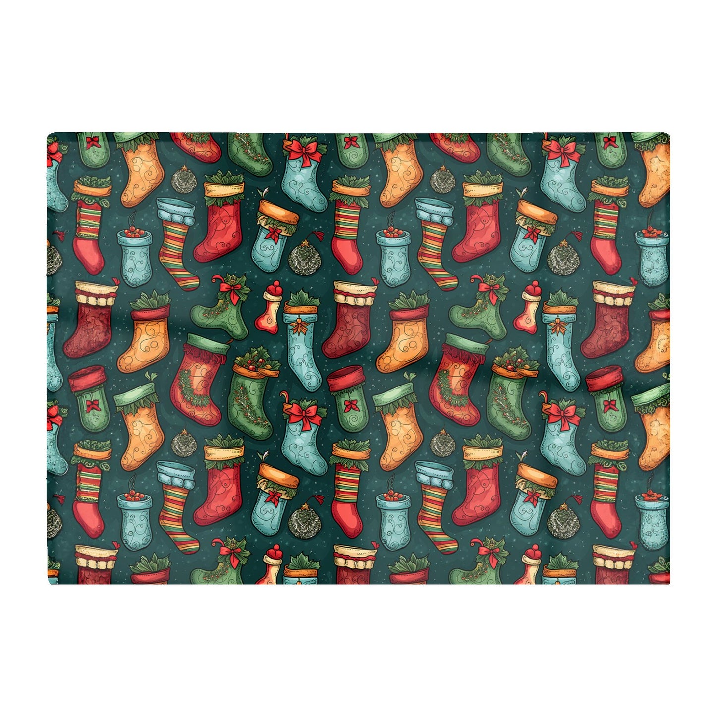 Christmas Stockings Glass Chopping Board
