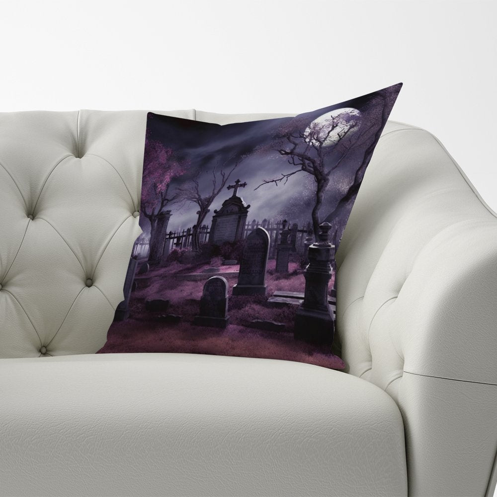 Witchs Moonlit Cemetery Design Cushions