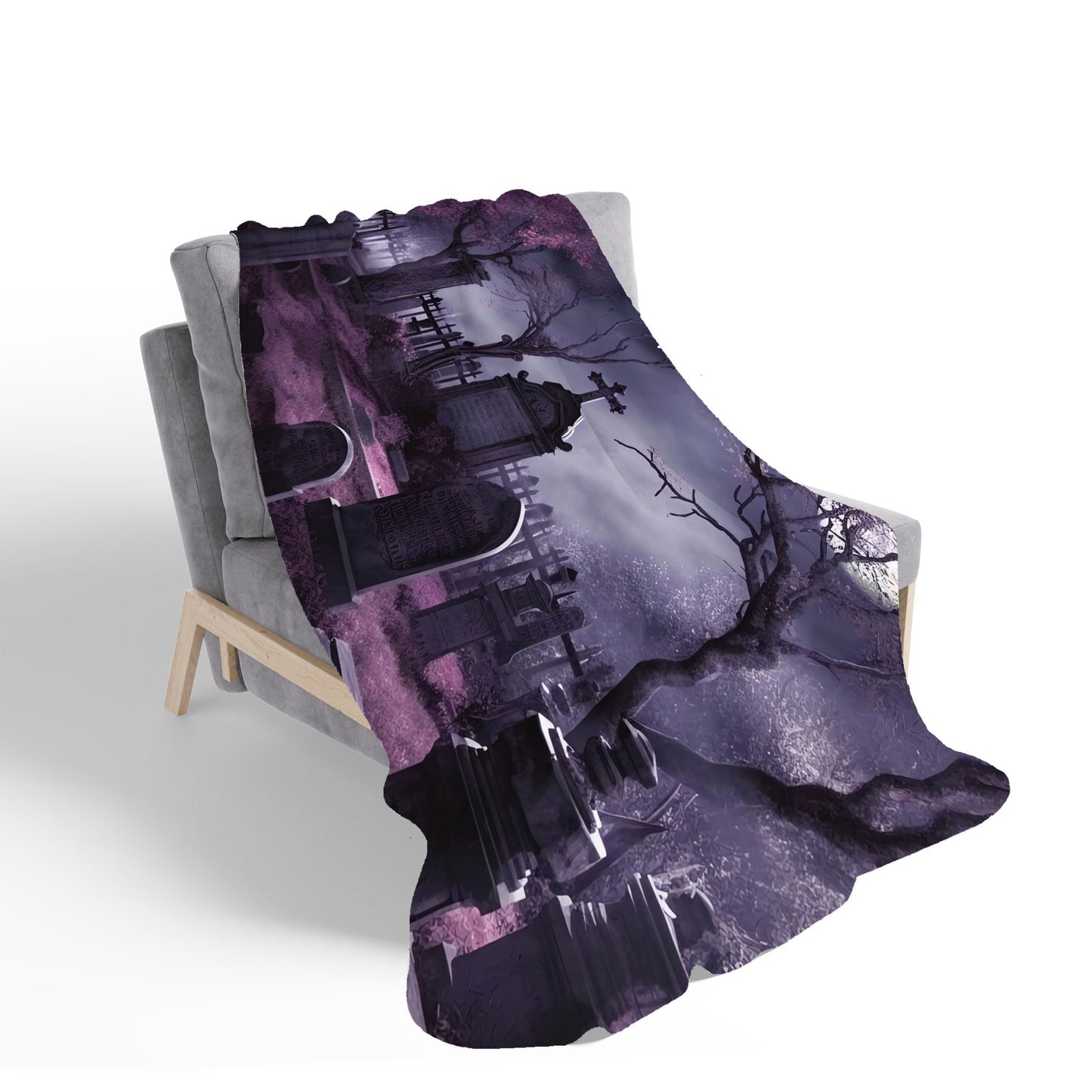 Witchs Moonlit Cemetery Design Sherpa Blanket
