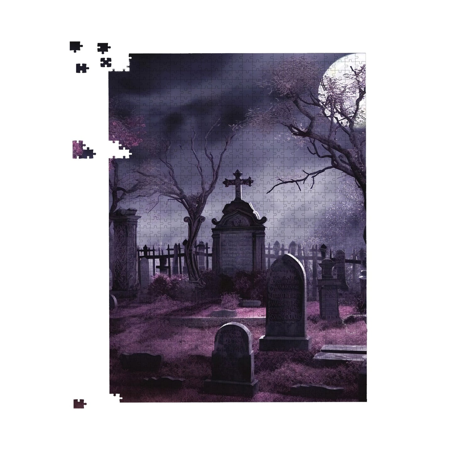 Witchs Moonlit Cemetery Design Jigsaw Puzzle