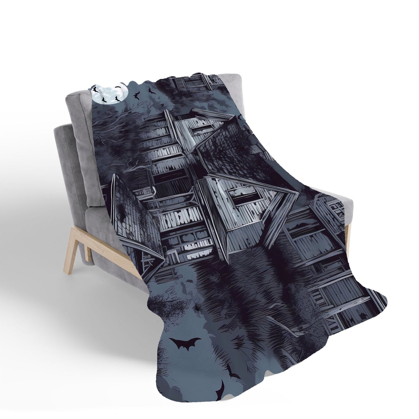Spooky Shadowy Haunted House Sherpa Blanket
