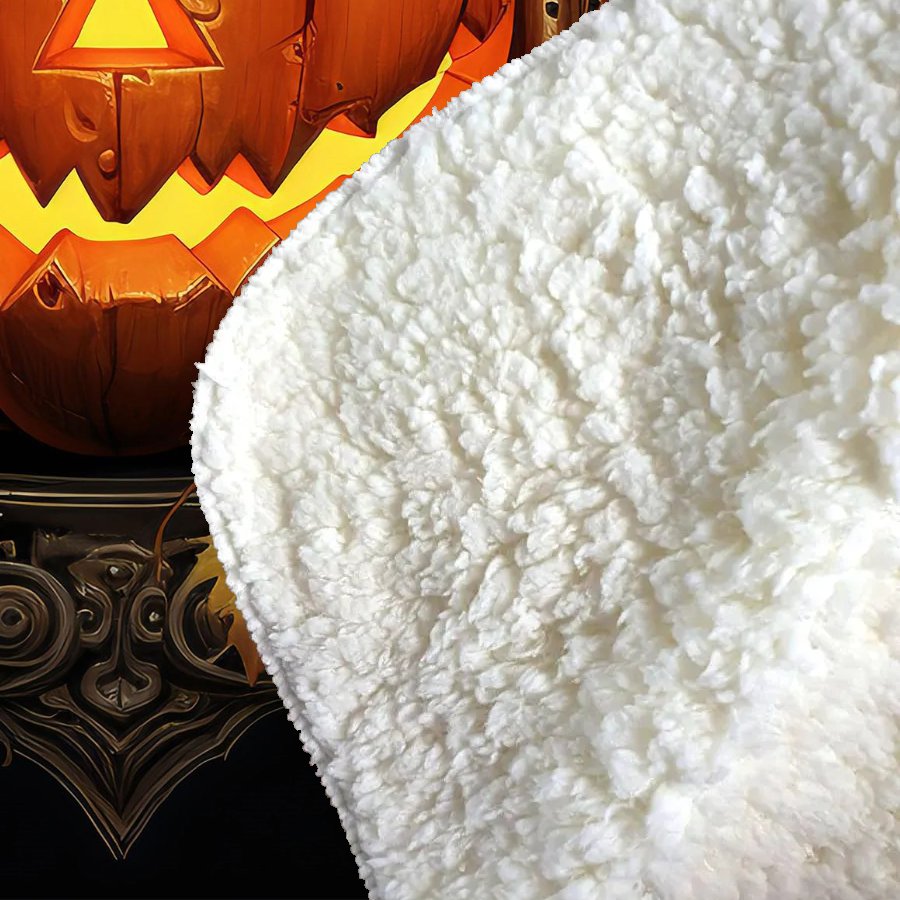 Spooy Pumpkin And Small Candles Sherpa Blanket