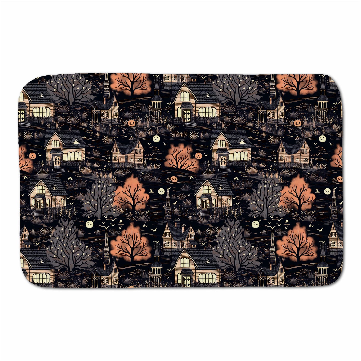 Spooky Haunted Houses Pattern Sherpa Blanket