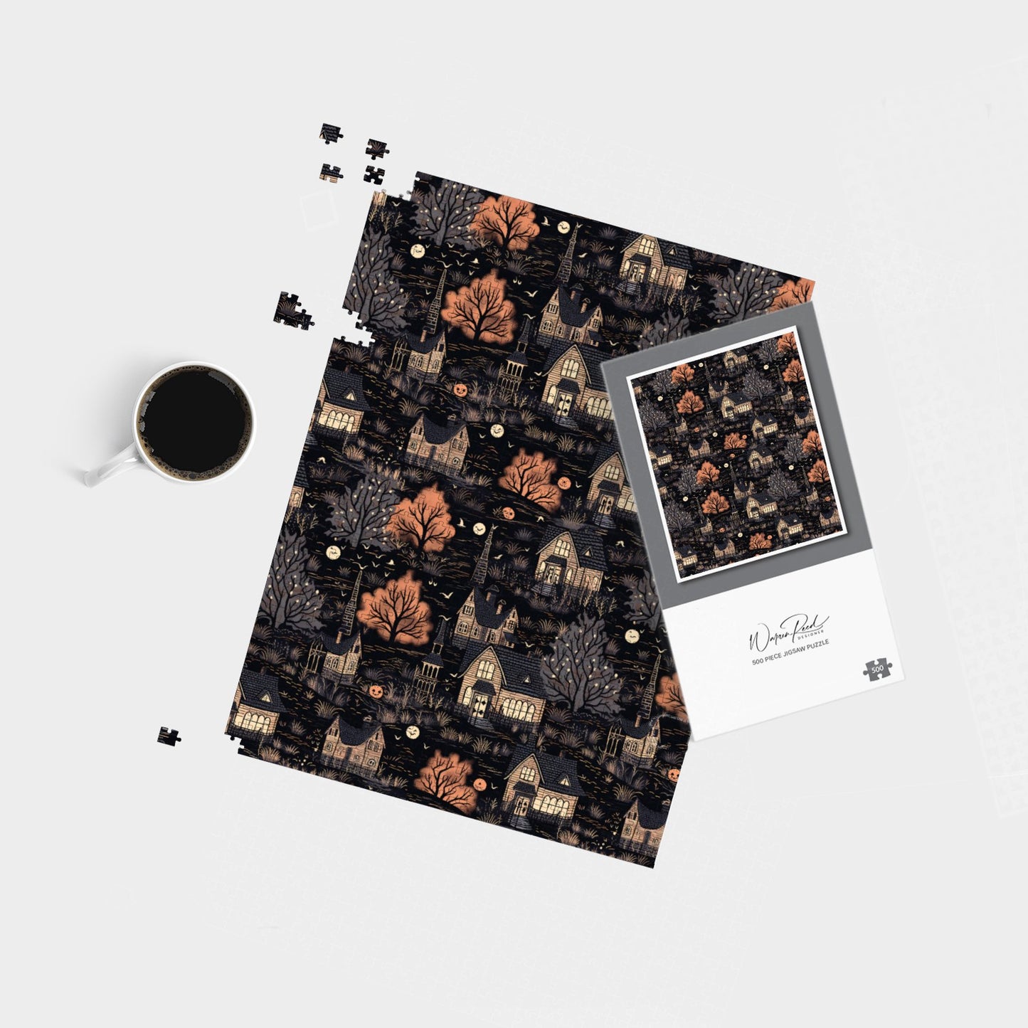 Spooky Haunted Houses Pattern Jigsaw Puzzle