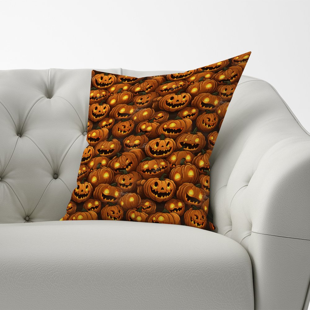 Grinning Lanterns Pumpkins With Glowing Eyes Cushions