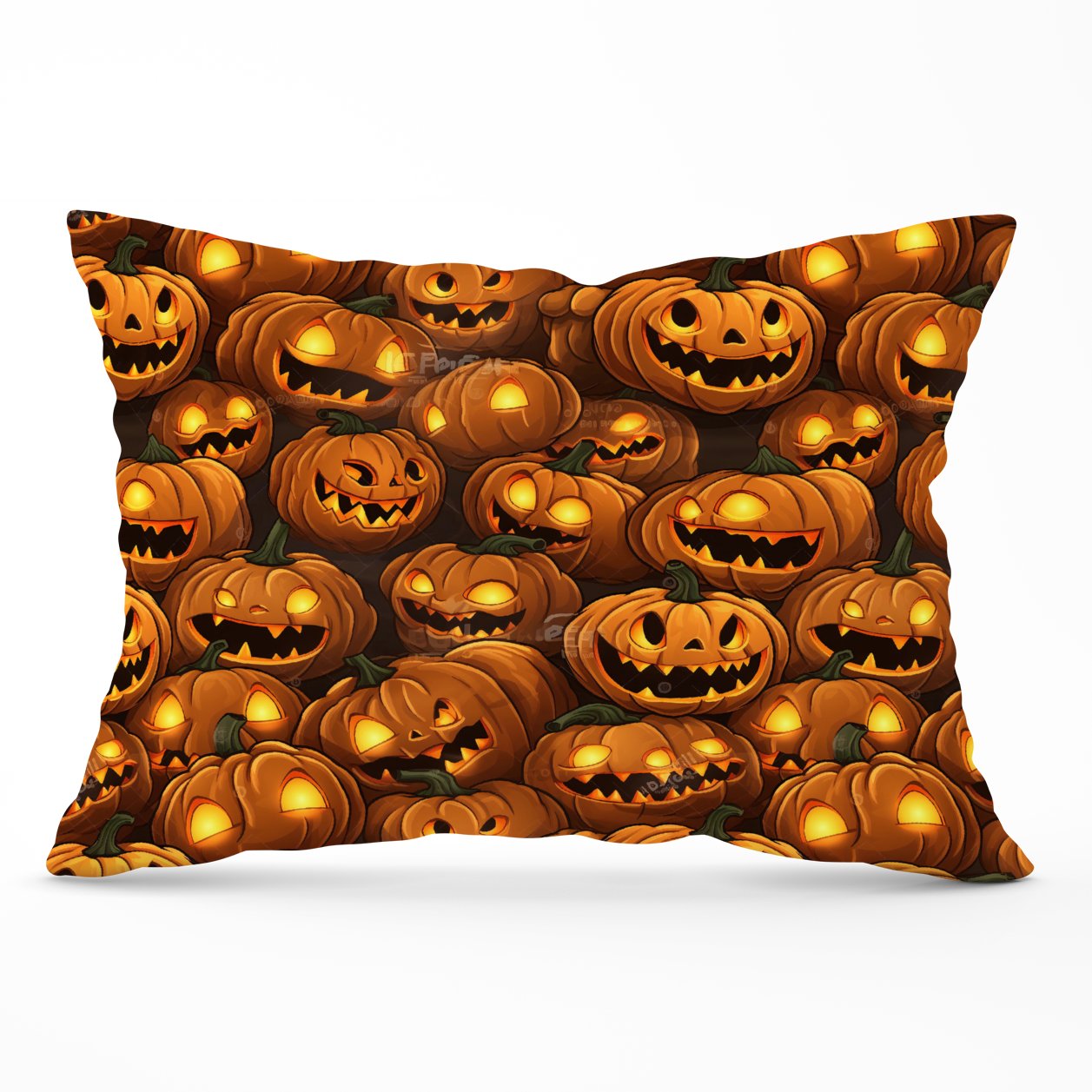 Grinning Lanterns Pumpkins With Glowing Eyes Cushions