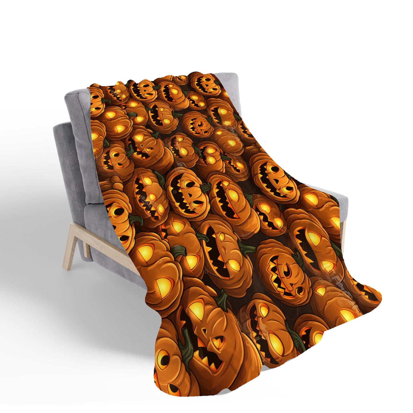 Grinning Lanterns Pumpkins Sherpa Blanket