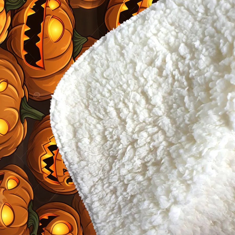 Grinning Lanterns Pumpkins Sherpa Blanket