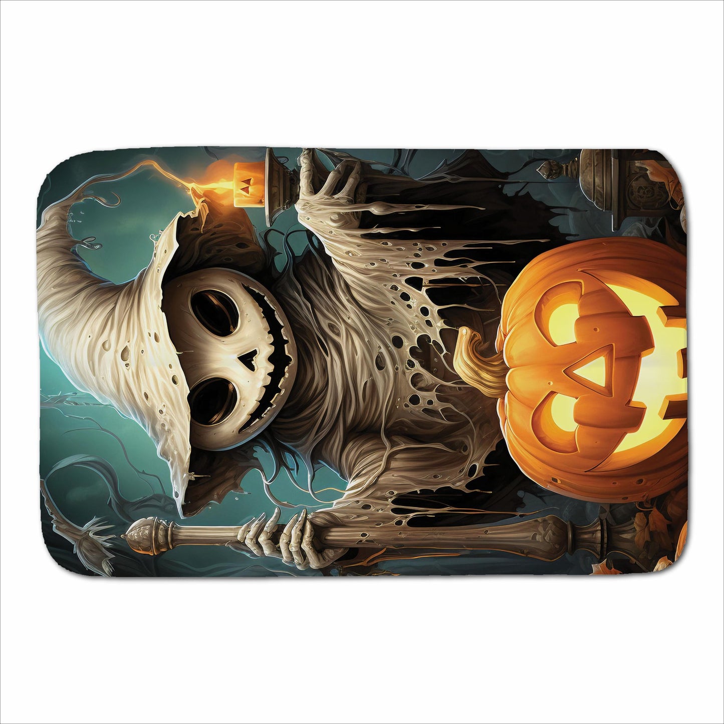 Creepy Ghost With Pumpkins Sherpa Blanket