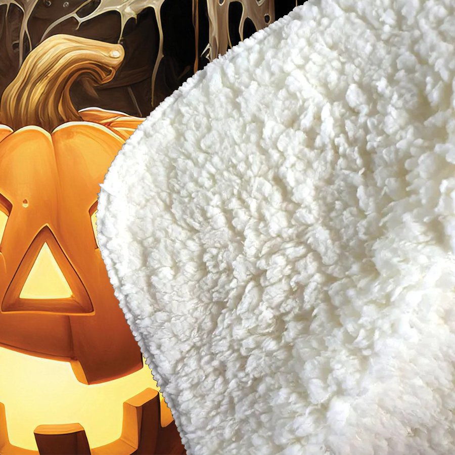 Creepy Ghost With Pumpkins Sherpa Blanket