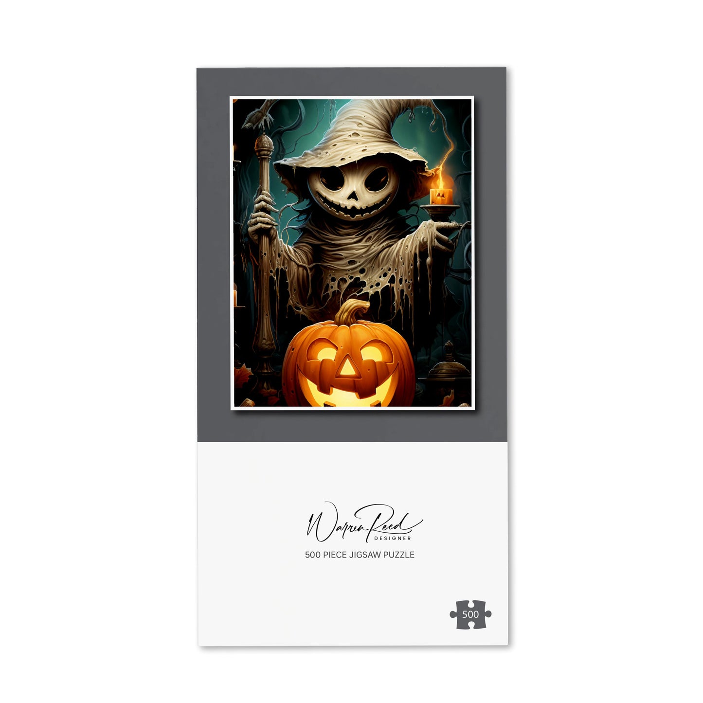 Creepy Ghost With Pumpkins Jigsaw Puzzle