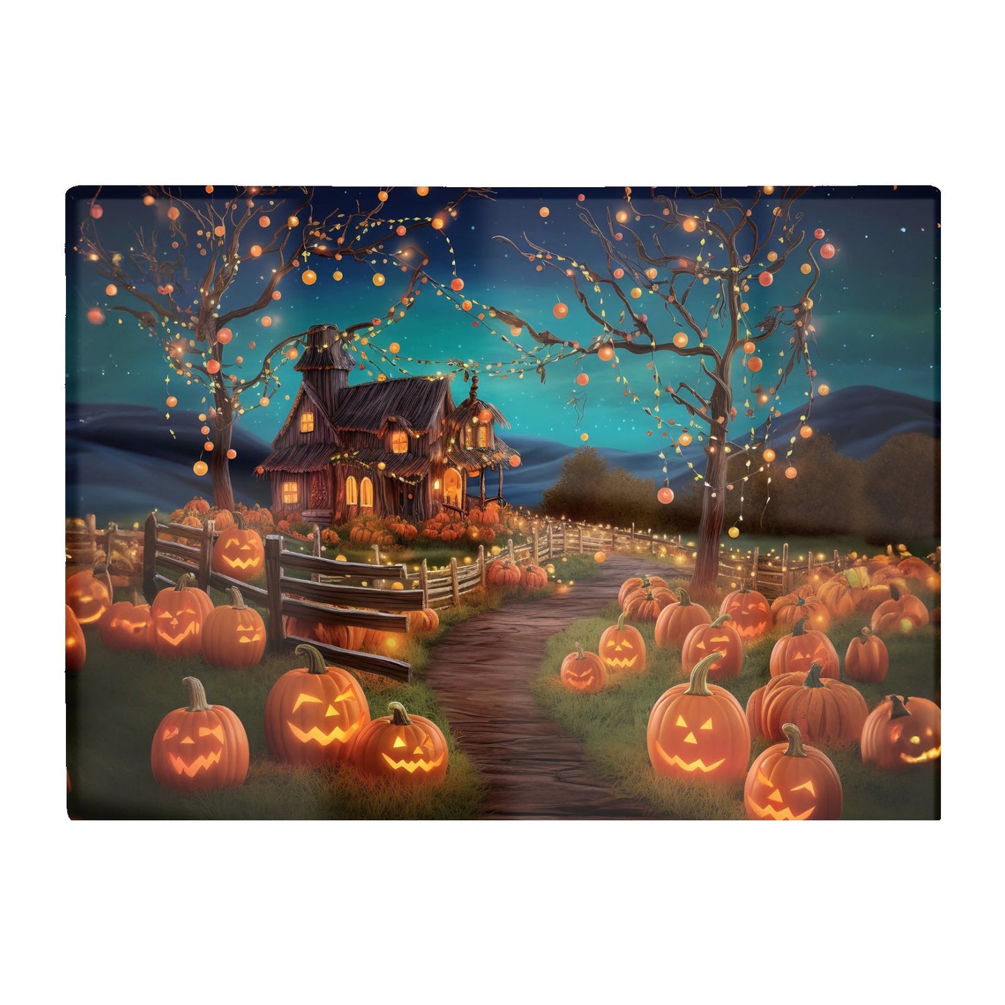 Enchanted Hallowen Pumpkin Patch Glass Chopping Board