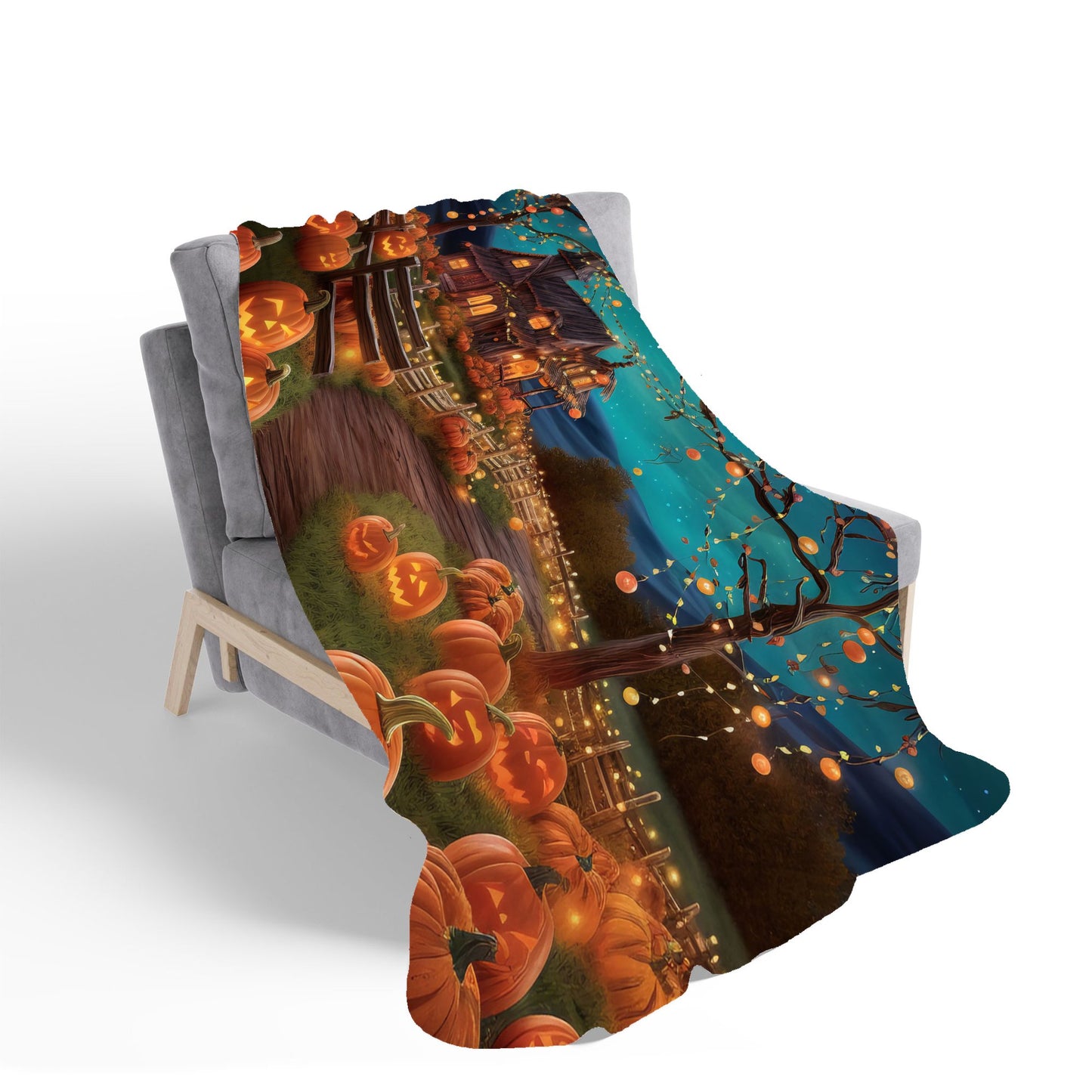 Enchanted Hallowen Pumpkin Patch Sherpa Blanket