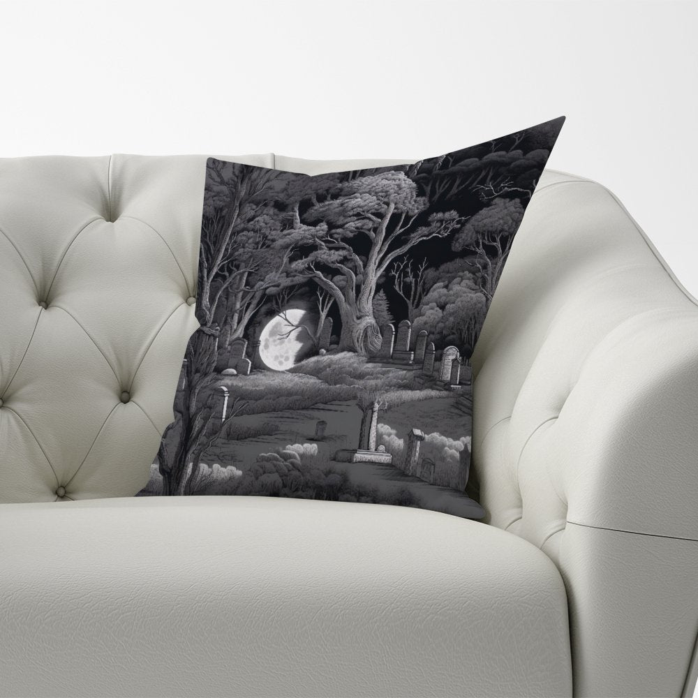 Eerie Moonlit Cemetery Cushions
