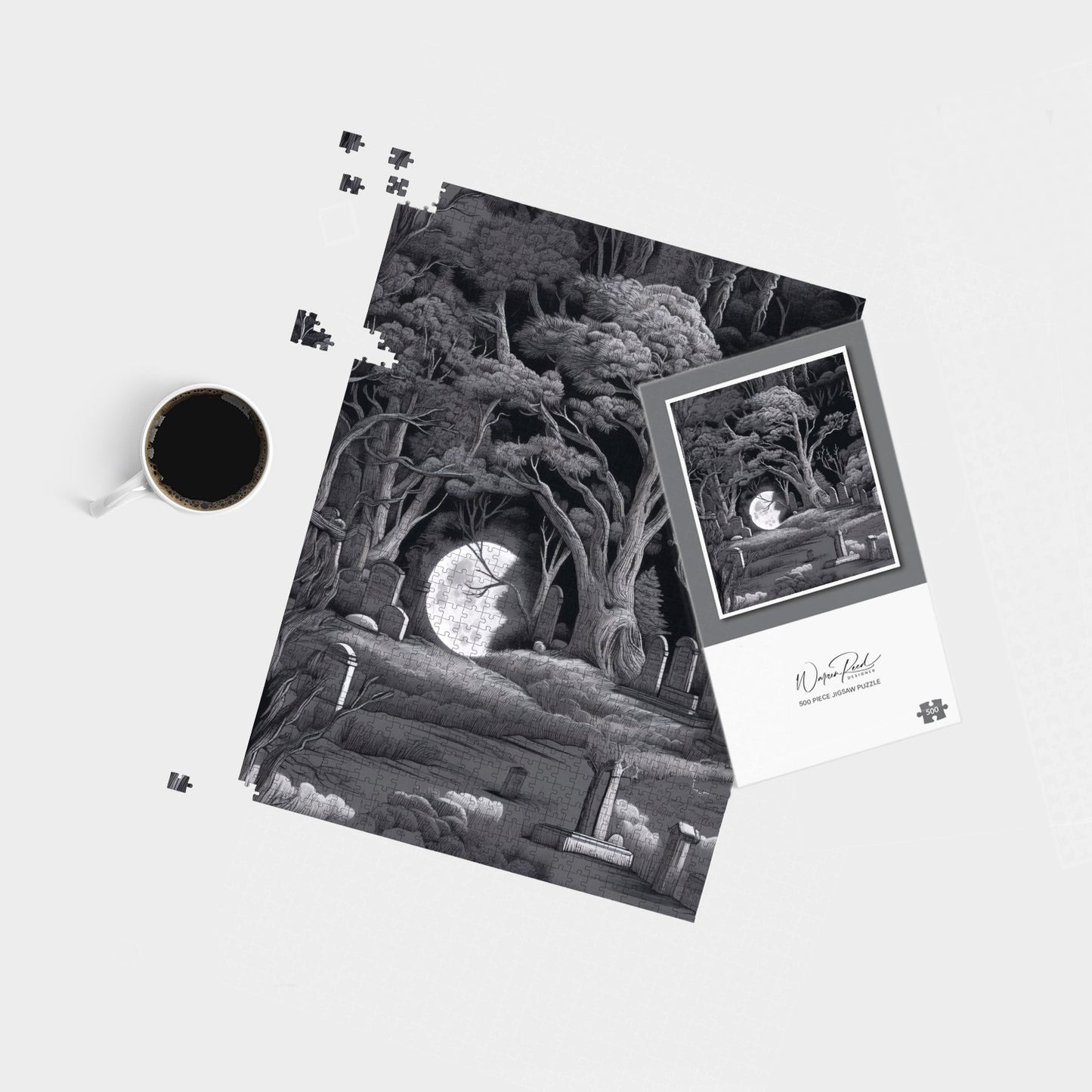 Eerie Moonlit Cemetery Jigsaw Puzzle