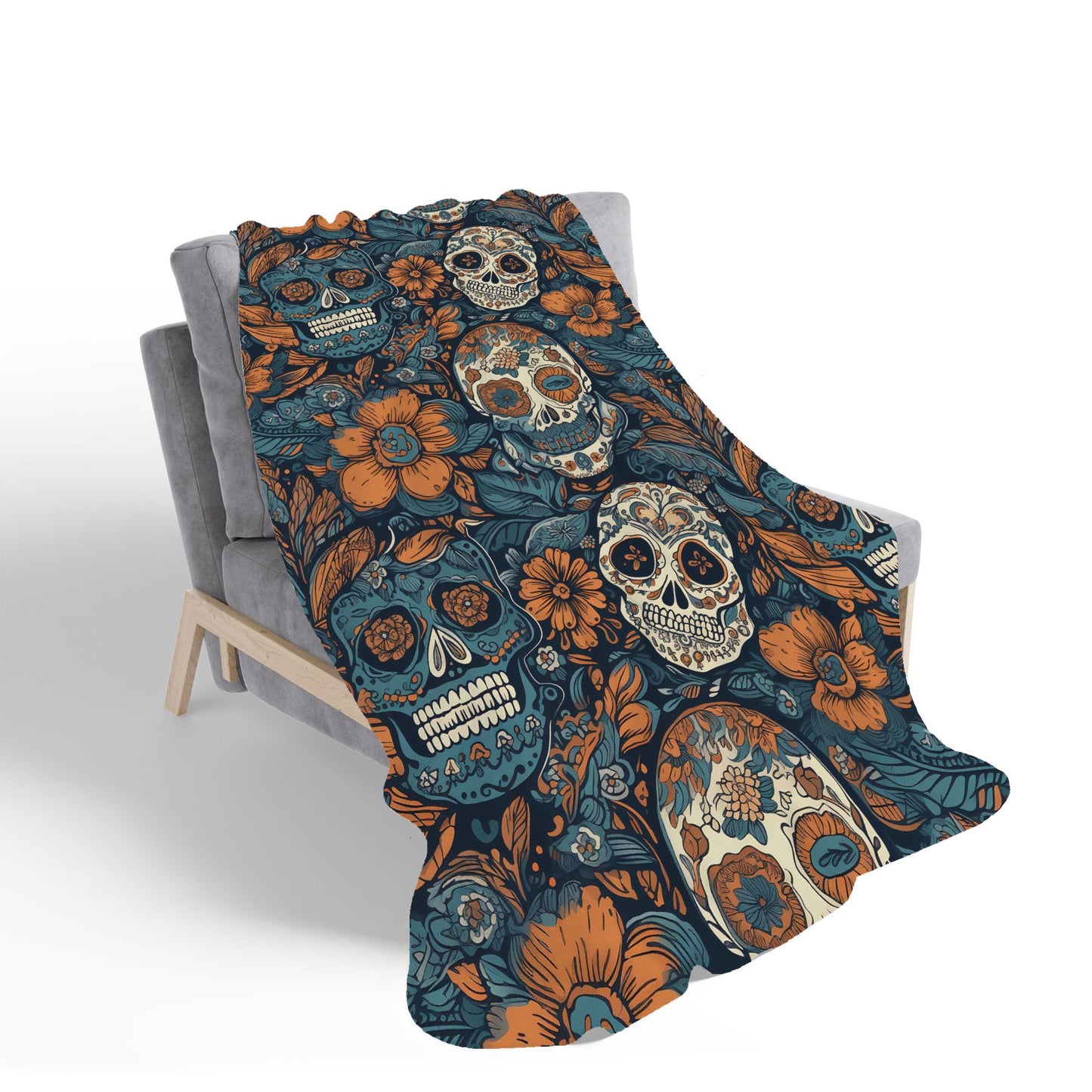 Dia De Los Muertos Skulls Pattern Sherpa Blanket