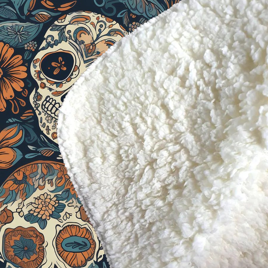 Dia De Los Muertos Skulls Pattern Sherpa Blanket