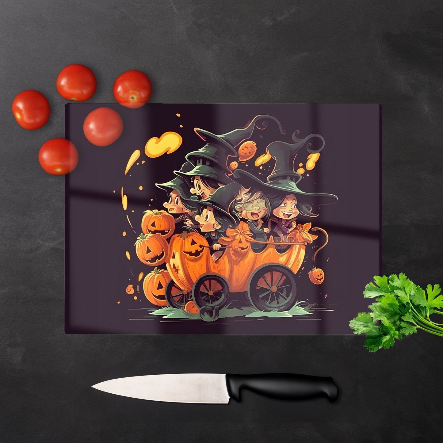 Magical Pumpkin Carriage Glass Chopping Board