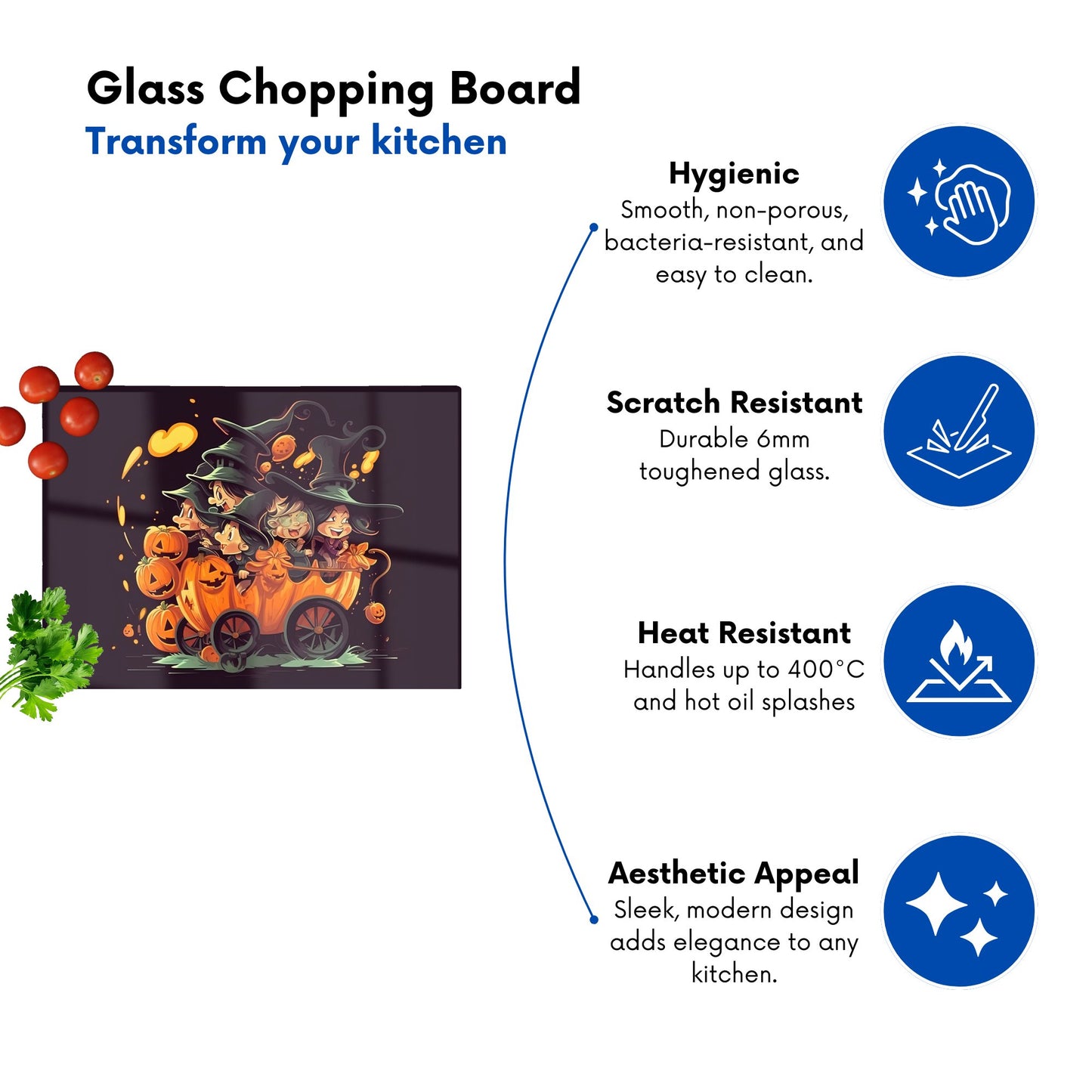 Magical Pumpkin Carriage Glass Chopping Board