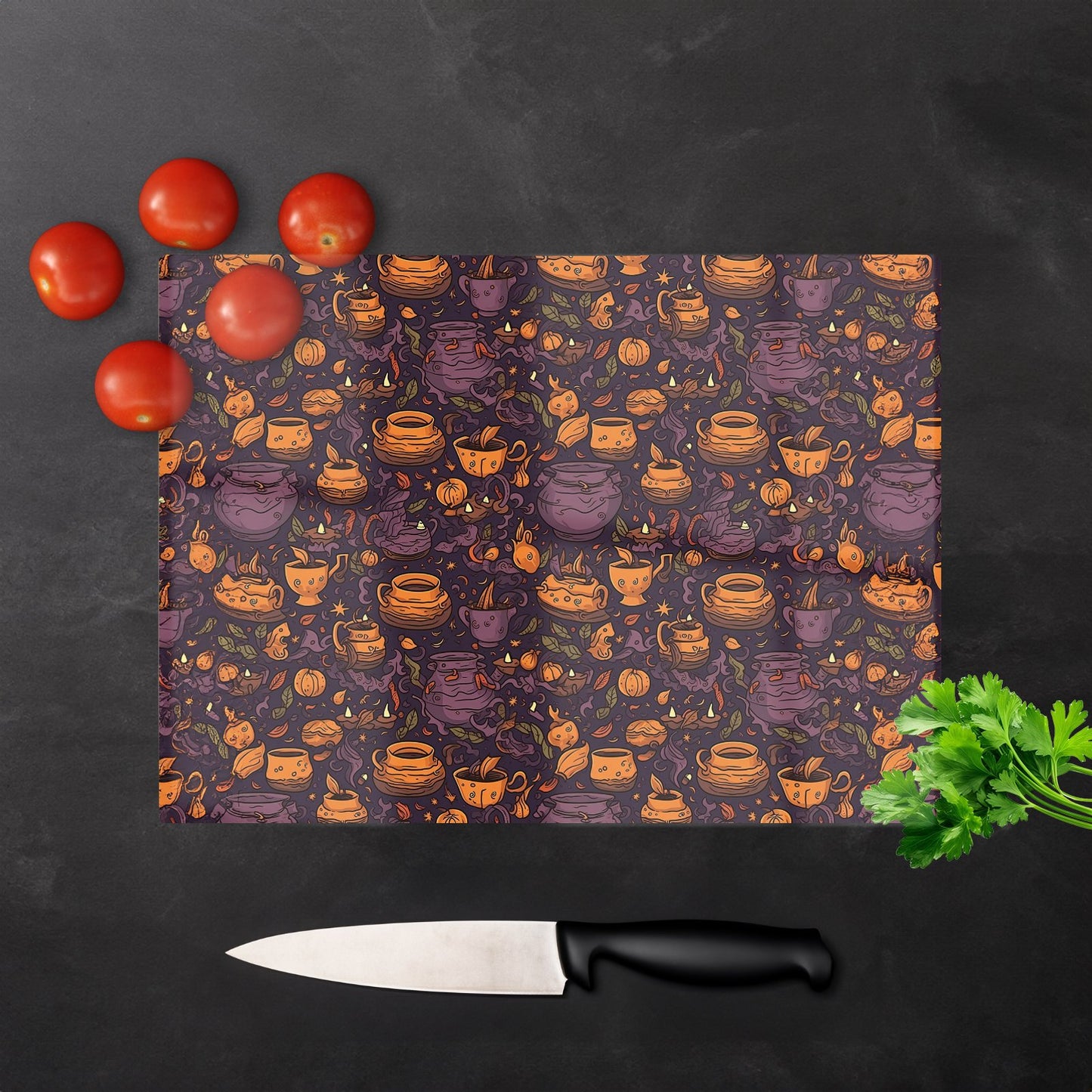Wicked Witches Bubbling Cauldrons Glass Chopping Board