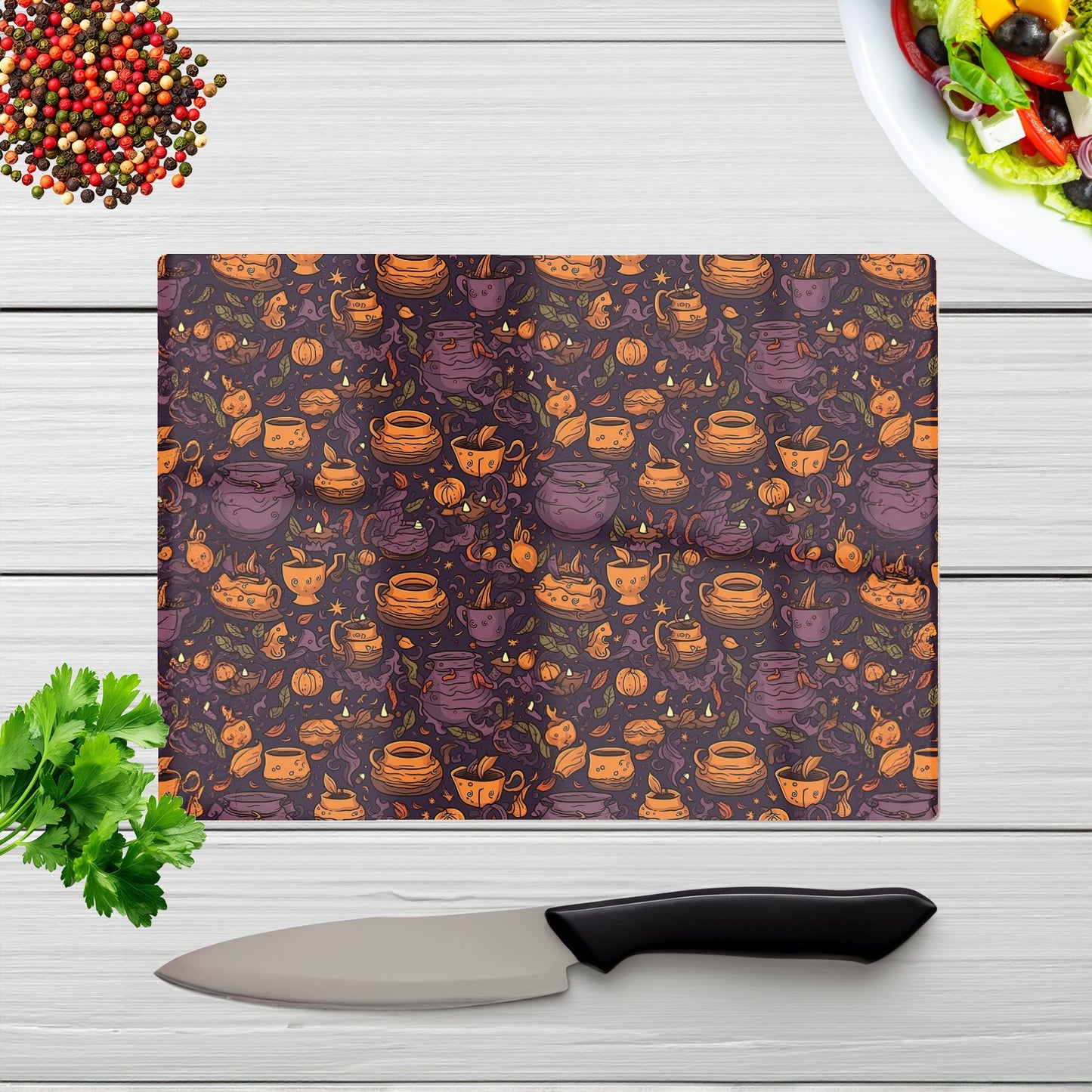 Wicked Witches Bubbling Cauldrons Glass Chopping Board