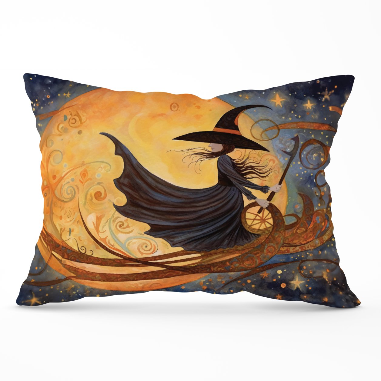Whimsical Witch On A Broomstick Cushions