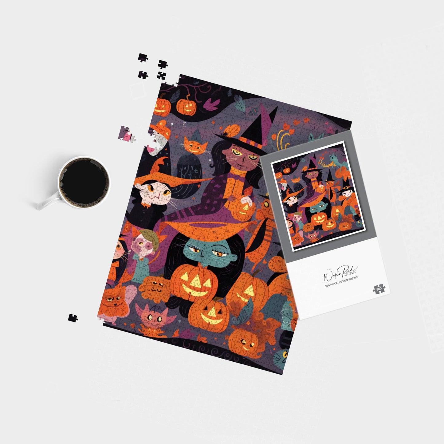 Colorful Illustration Of Witches Jigsaw Puzzle