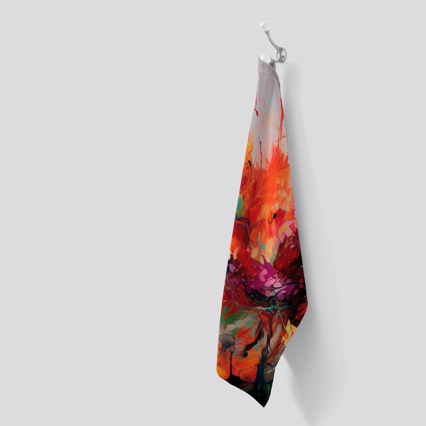 A Vibrant Abstract Painting Of Halloween Tea Towel