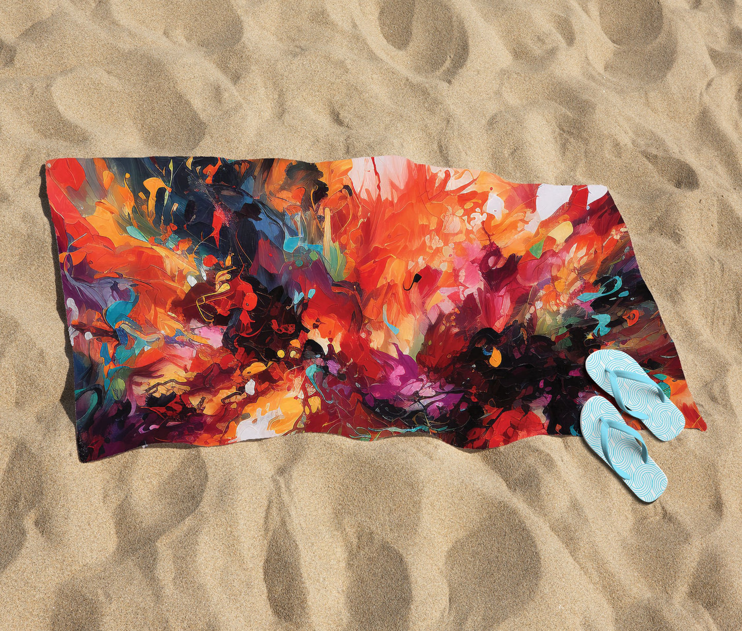 A Vibrant Abstract Painting Of Halloween Beach Towel