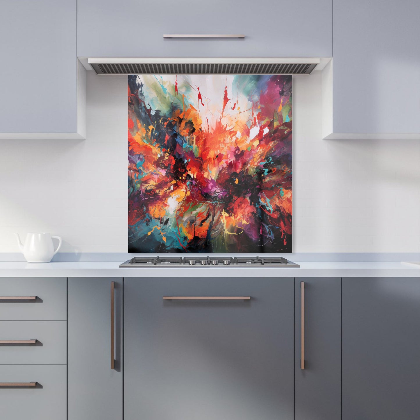 A Vibrant Abstract Painting Of Halloween Kitchen Splashback