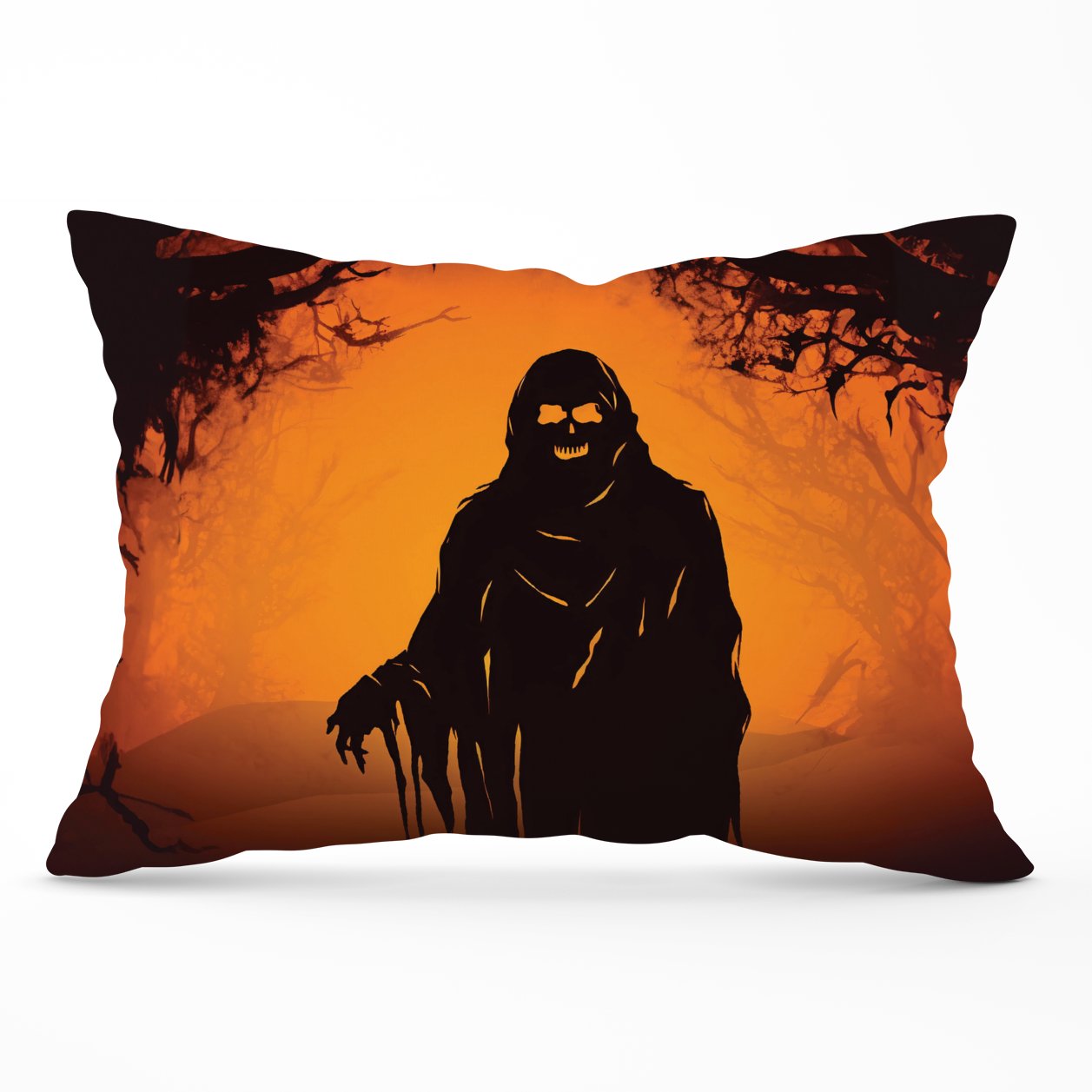 A Spooky Black And Orange Ghost Cushions