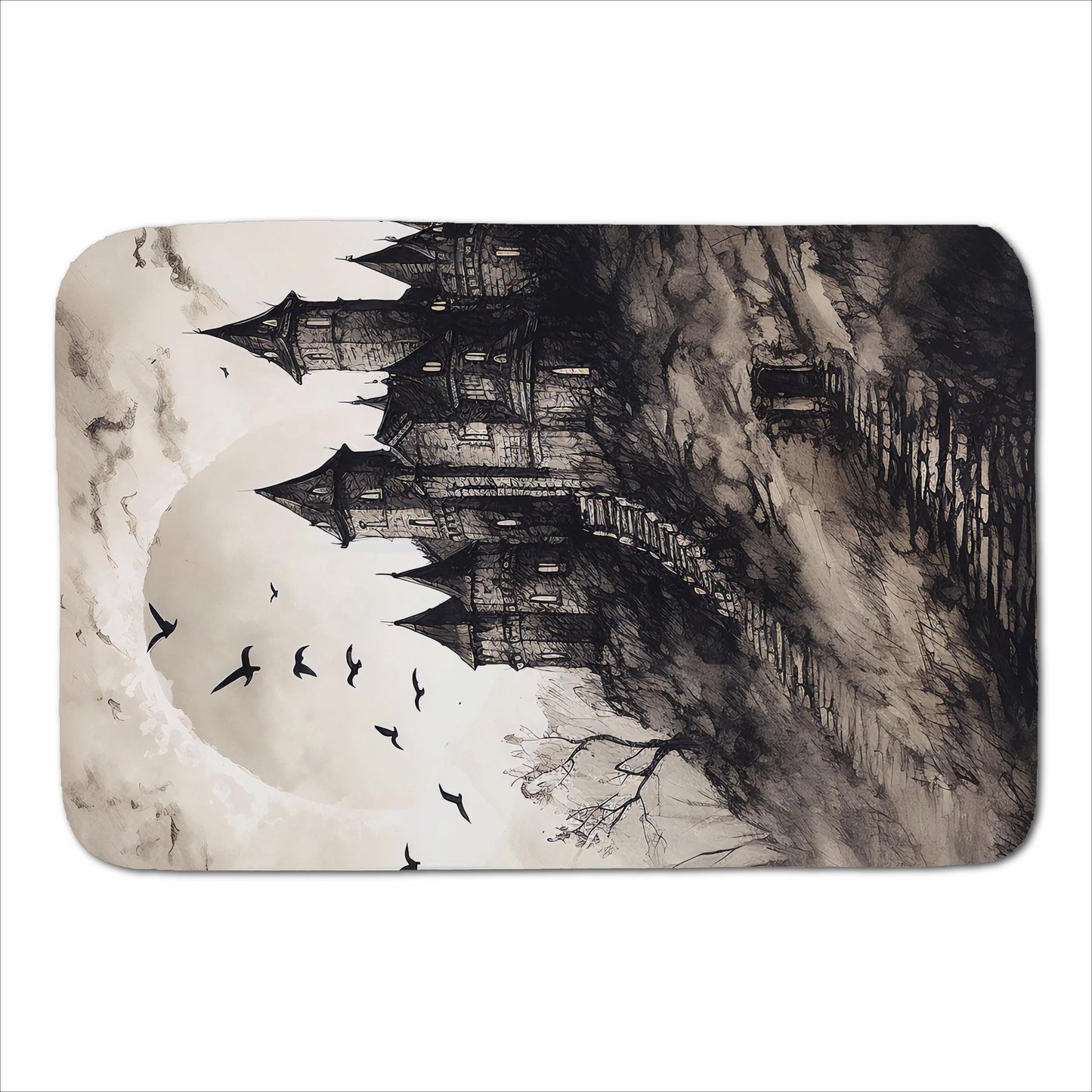 A Realistic Drawing Of A Haunted Castle Sherpa Blanket