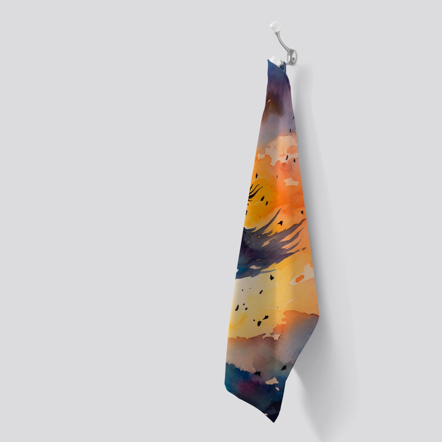 A Mesmerizing Watercolor Artwork Featuring A Graceful Witch Tea Towel