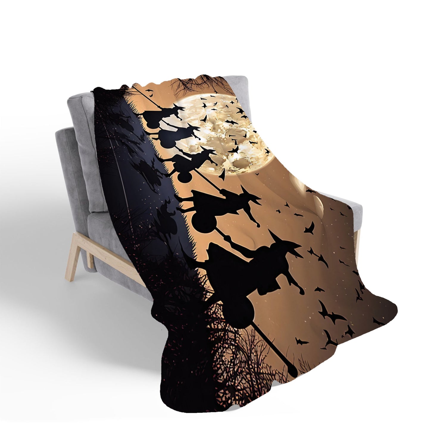 Witches Riding Broomsticks Sherpa Blanket