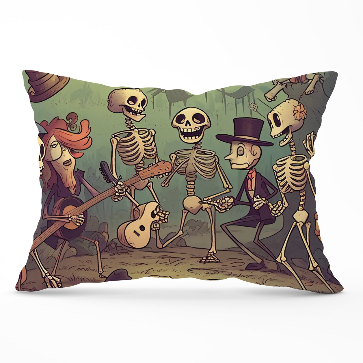 Cartoonish Skeletons Having A Party Cushions